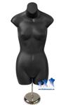 Female 3/4 Form, Black with MS3 adjustable Mannequin Stand